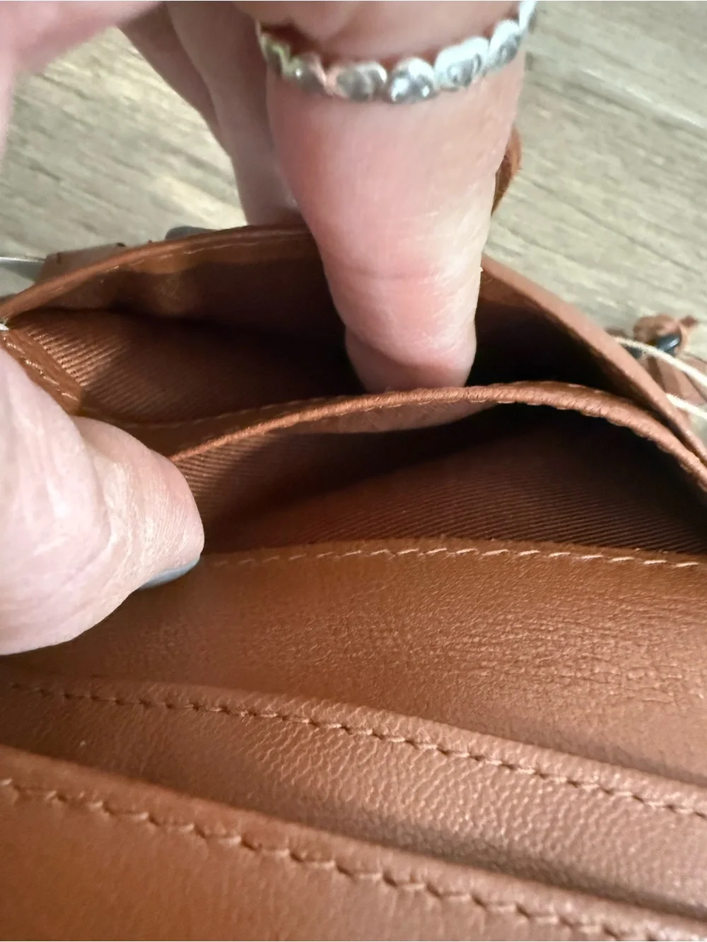 Genuine Leather Brown Trifold Wallet with Zippered Change Purse